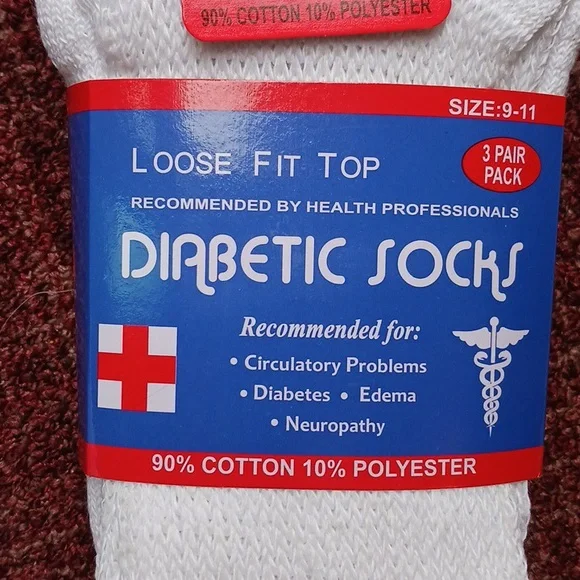 Diabetic Socks Loose Fit Top - White - Picture 4 of 5